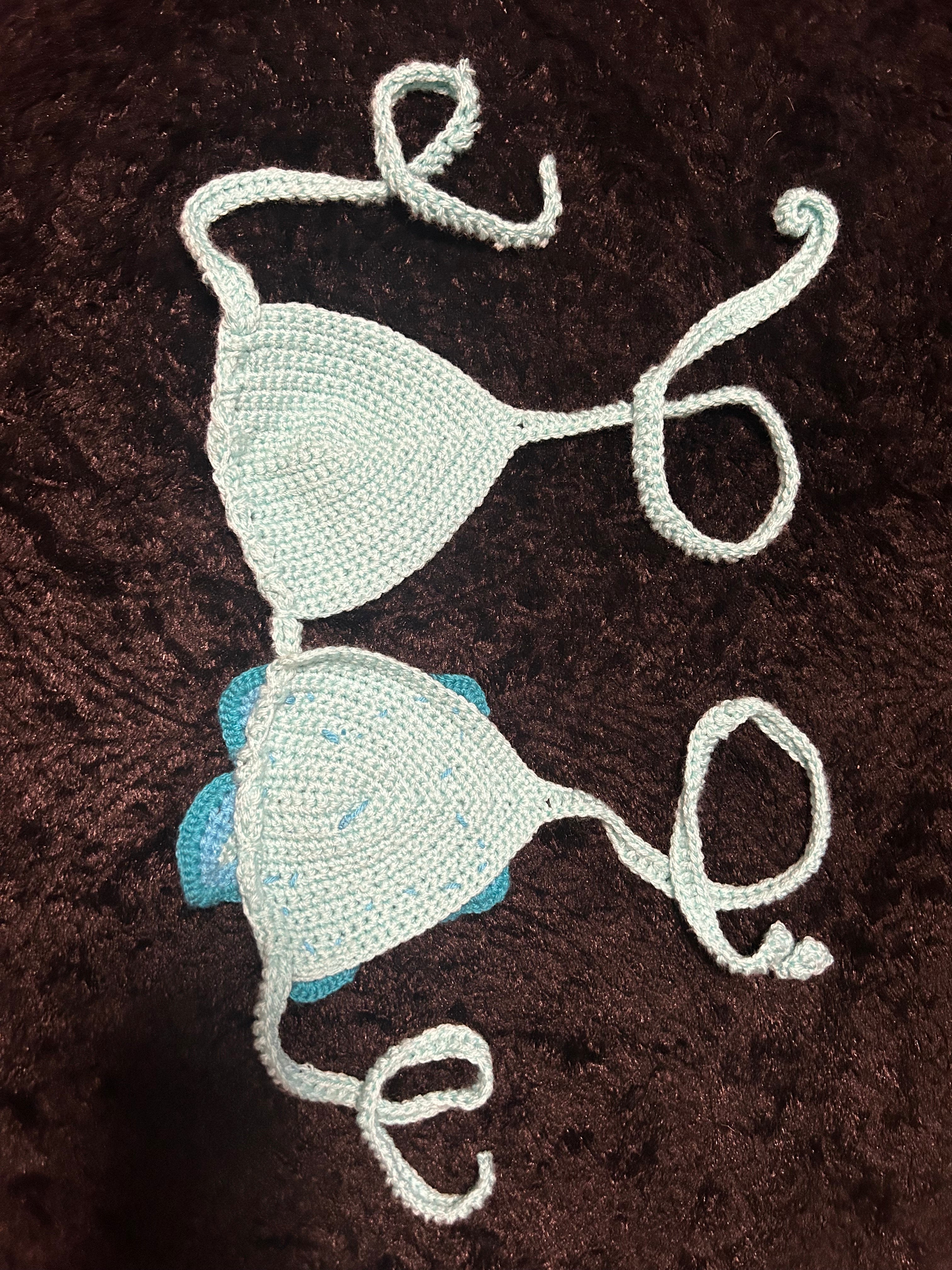 Flower bikini top (blue)
